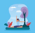 yoga outdoor flat design image