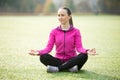 Yoga outdoors: Sukhasana pose