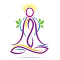 Yoga outline lotus position wellness healthy life logo
