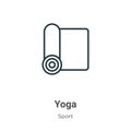 Yoga outline vector icon. Thin line black yoga icon, flat vector simple element illustration from editable sport concept isolated