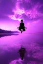 Yoga padmasana in jumping on the beach Royalty Free Stock Photo