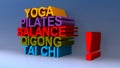 Yoga pilates balance qigong tai chi on blue