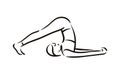 Yoga Plow, halasana pose illustration on white background. Relax and meditate. Healthy lifestyle. Balance training. Royalty Free Stock Photo