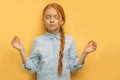 Yoga. portrait of calm relaxed girl isolated