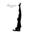 Yoga Pose - asanas - Black Icon Isolated on White Background Royalty Free Stock Photo