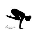 Yoga Pose - asanas - Black Icon Isolated on White Background Royalty Free Stock Photo