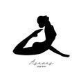 Yoga Pose - asanas - Black Icon Isolated on White Background Royalty Free Stock Photo