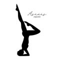 Yoga Pose - asanas - Black Icon Isolated on White Background Royalty Free Stock Photo