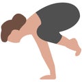 Yoga pose bakasana handstand vector illustration on white