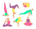 Yoga pose collection, woman fitness do vector