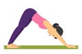 Yoga pose downward facing dog. Exercise for body health Royalty Free Stock Photo