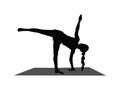 Yoga pose female silhouette. Vector black and white isolated illustration.