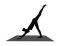 Yoga pose female silhouette. Vector black and white isolated illustration.