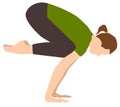 Yoga pose illustration. Illustration of bakasana, crow yoga pose