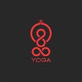 Yoga pose logo silhouette abstract human body meditation, international yoga day poster emblem Royalty Free Stock Photo