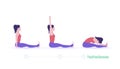 Yoga pose. Paschimottanasana - Seated Forward Bend Pose. Exercise step by step