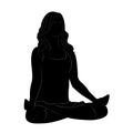 Yoga pose for relaxation and meditation. Silhouettes of a woman. Yoga. Lotus pose