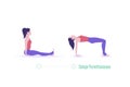 Yoga pose. Upward table pose - Sahaja Purvottanasana. Exercise step by step