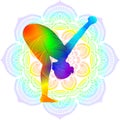 Yoga pose Uttanasana. Mandala