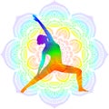 Yoga pose Viparita Virabhadrasana. Mandala