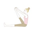 Yoga pose, woman in Heron Pose