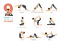 9 Yoga poses or asana posture for workout in shoulder opening concept. Women exercising for body stretching.