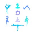 Yoga poses. Asanas. Female silhouette. Vector illustration. Royalty Free Stock Photo