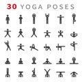 Yoga poses asanas icons set. Royalty Free Stock Photo