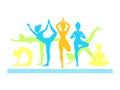 Yoga poses. Asanas. Vector illustration. Set of isolated silhouette. Royalty Free Stock Photo