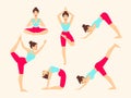 Yoga poses. Asanas. Vector illustration. Set of isolated silhouette. Royalty Free Stock Photo