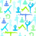 Yoga poses. Asanas. Vector illustration. Seamless pattern. Royalty Free Stock Photo