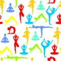 Yoga poses. Asanas. Vector illustration. Seamless pattern. Royalty Free Stock Photo