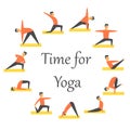 Yoga poses asanas vector set.