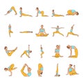 Yoga poses color line icons set. Pictograms for web page Royalty Free Stock Photo