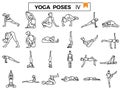 Yoga poses outline design icon set.