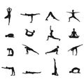 Yoga poses silhouette. Yoga posture silhouette of women-vector illustration.