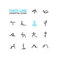 Yoga Poses - Thick Single Line Icons Set