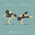 Yoga poses in two position. Vector.