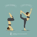 Yoga poses in two position. Vector.