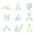 Yoga poses vector silhouettes set for woman health isolated on white background Royalty Free Stock Photo