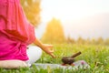 Yoga position with Tibetan bell