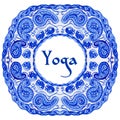 Yoga poster with an ethnic watercolor pattern.