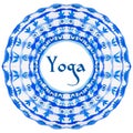 Yoga poster with an ethnic watercolor pattern.