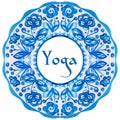 Yoga poster with an ethnic watercolor pattern.