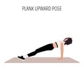 Young woman doing plank upward yoga asana
