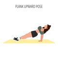 Young woman doing plank upward yoga asana