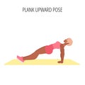 Young woman doing plank upward yoga asana