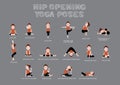 Hip Opening Yoga Poses Vector Illustration