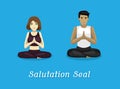 Manga Style Cartoon Yoga Salutation Seal Pose
