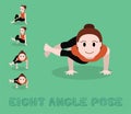 Yoga Tutorial Eight Angle Pose Cute Cartoon Vector Illustration